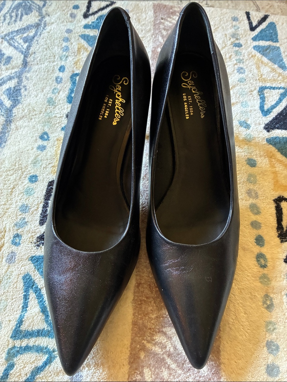 Seychelles Sleek Black Leather Pointed-Toe Pumps Minimalist 8.5